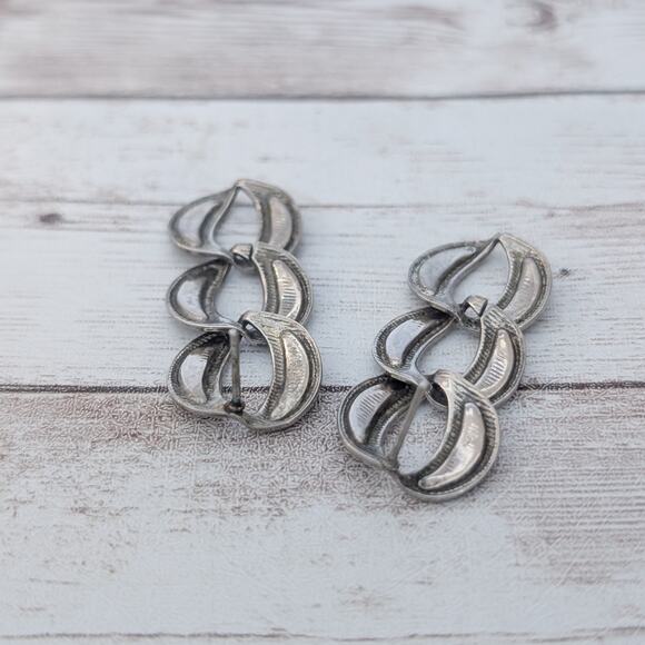 Vintage Earrings for Pierced Ears Brown Tones Linking Circles - Picture 5 of 9